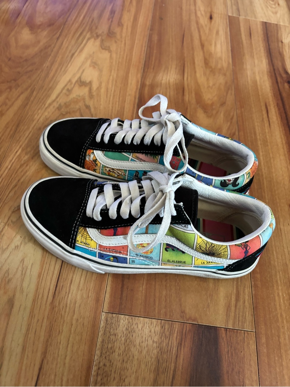 Vans Old Skool Sneakers in Black with Colorful Lotería Panels
